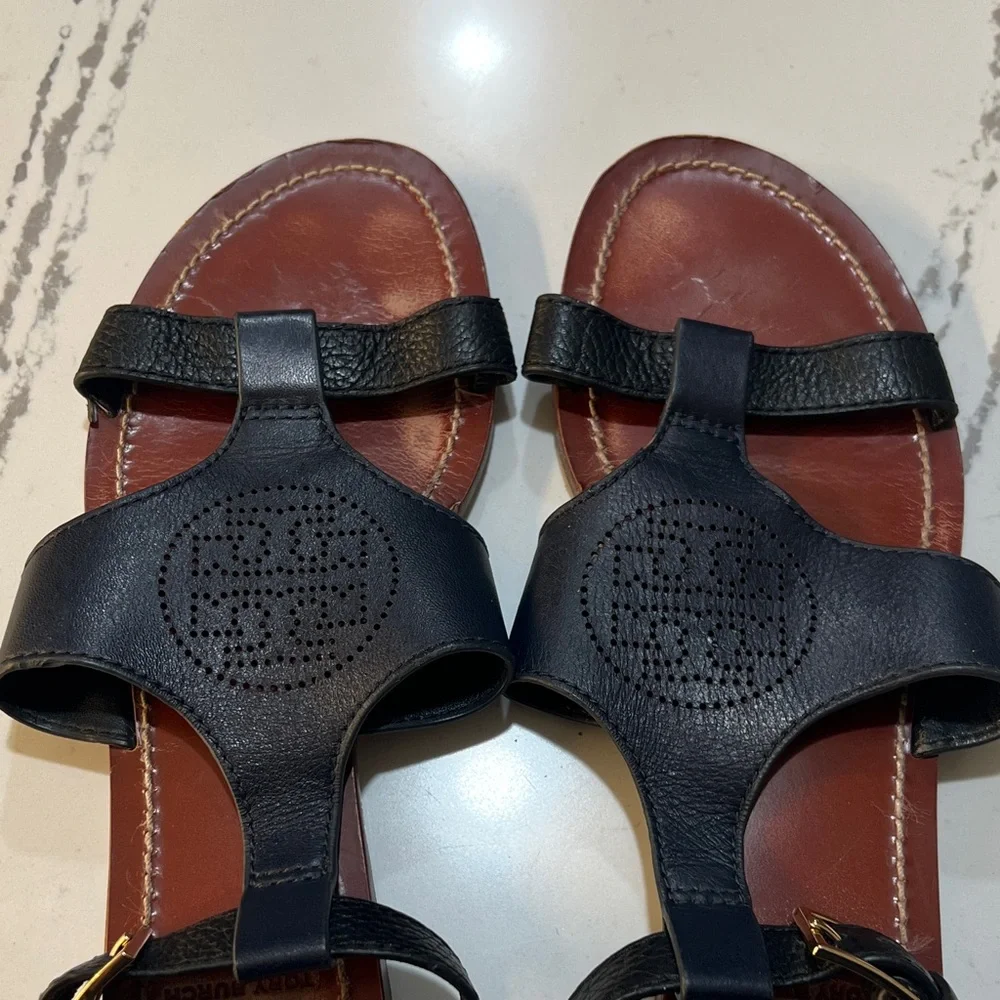Tory Burch Black Leather Sandals size 7.5M